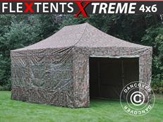 Brzo sklopivi paviljon FleXtents Xtreme 50 4x6m Maskirna, uključ. 8 bočne stranice