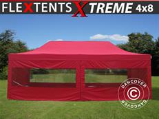 Tente pliable FleXtents Xtreme 60 4x8m Rouge, avec 6 cotés