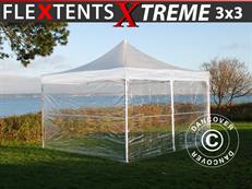 Tente pliable FleXtents 50 Xtreme 3x3m Transparent, avec 4 cotés