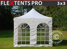Tente pliable FleXtents PRO Vintage Style 3x3m Blanc, avec 4 cotés