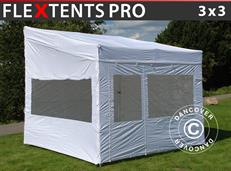 Tente pliable FleXtents PRO Trapezo 3x3m Blanc, avec 4 cotés