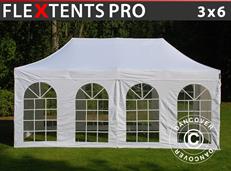 Tente pliable FleXtents PRO Vintage Style 3x6m Blanc, avec 6 cotés
