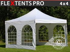 Tente pliable FleXtents PRO Vintage Style 4x4m Blanc, avec 4 cotés