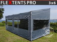 Tente pliable FleXtents PRO Trapezo 3x6m Gris, avec 4 cotés