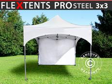 Tente pliable FleXtents PRO Steel "Arched" 3x3m Blanc, avec 4 cotés