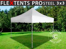 Tente pliable FleXtents PRO Steel "Peaked" 3x3m Blanc