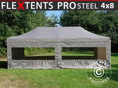 Tente pliable FleXtents PRO Steel 4x8m Latte, avec 6 cotés
