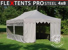 Tente pliable FleXtents PRO Steel "Morocco" 4x8m Latte, avec 6 cotés