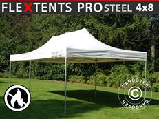 Pop up gazebo FleXtents PRO Steel 4x8 m White, Flame retardant