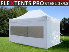 Tente pliable FleXtents PRO Steel 3x4,5m, Blanc, avec 4 cotés