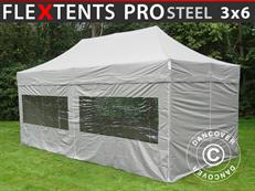 Tente pliable FleXtents PRO Steel 3x6m Latte, avec 6 cotés