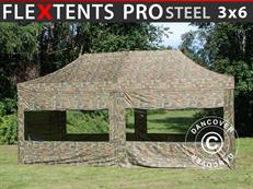 Brzo sklopivi paviljon FleXtents PRO Steel 3x6m Maskirna, uključ. 6 bočne stranice
