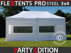 Tente pliable FleXtents PRO Steel 3x6m Blanc, avec 6 cotés