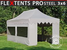 Tente pliable FleXtents PRO Steel "Morocco" 3x6m Latte, avec 6 cotés