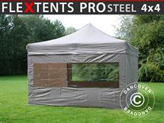 Tente pliable FleXtents PRO Steel 4x4m Latte, avec 4 cotés