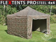 Tente pliable FleXtents PRO Steel 4x4m Camouflage, avec 4 cotés RESTE SEULEMENT 2 PC