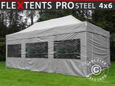 Tente pliable FleXtents PRO Steel 4x6m Latte, avec 8 cotés