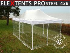 Tente pliable FleXtents PRO Steel 4x6m Transparent, avec 8 cotés