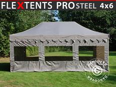 Tente pliable FleXtents PRO Steel "Morocco" 4x6m Latte, avec 8 cotés