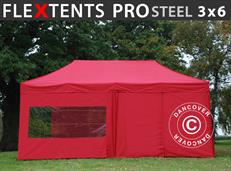 Tente pliable FleXtents PRO Steel 3x6m Rouge, avec 6 cotés