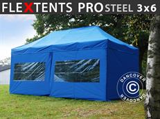 Tente pliable FleXtents PRO Steel 3x6m Bleu, avec 6 cotés