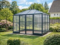 Orangerie polycarbonate avec base, 6,1m2, 2,84x2,15x2,43m, Noir