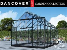 Greenhouse glass 3x3.68x2.6 m w/base and cresting, 11.04 m², Black