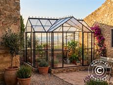Orangery polycarbonate, 11.25 m², 3.7x3.04x2.8 m w/base, Black