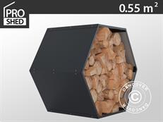 Abri de stockage pour bois, parterre de fleurs surélevé, hexagonal, 93x60x80cm, ProShed®, Anthracite