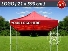 1 Stampa logo 21x590cm sulla frangia del FleXtents, allineata a sinistra
