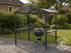 Barbecue Gazebo Luna w/polycarbonate roof, 2.4x1.5x2.3 m, Dark Grey