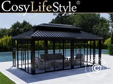 Gazebo Santa Fe w/sidewalls and sliding doors, 3,65x6 m, Black