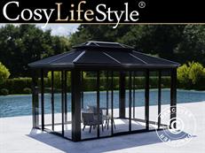 Gazebo San Bruno w/sidewalls, 3x4 m, Black