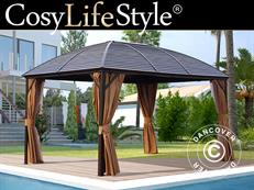 Gazebo San Jose w/curtains and mosquito net, 3x4 m, Brown