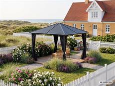 Gazebo San Luis Steel+ w/curtains and mosquito net, 3x3 m, Black