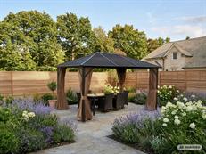 Gazebo San Luis Steel+ w/curtains and mosquito net, 3x4 m, Brown