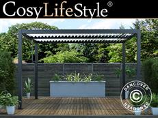 Pergola bioclimatique San Pablo Alu+, 4x4m, Noir/Blanc