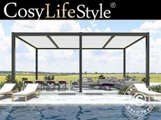 Pergola bioclimatique San Pablo Alu+, 3x5,8m, Noir/Blanc