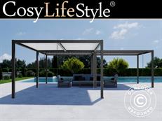 Pergola tonnelle de jardin bioclimatique San Pablo Alu+, 3x4m, Noir/Blanc, 3 pcs.