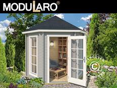 Holzpavillon Lausanne, sechskantig 2,8x2,42x2,89m, 44mm, Hellgrau