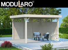 Wooden Gazebo w/2 sidewalls, 3.49x3.49x2.54 m, 12.2 m², Natural