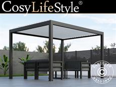 Bioklimatischer Pergola-Pavillon Génova, 4x3m, Anthrazit/Weiß