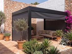Bioclimatic pergola gazebo Monterey S2 w/4 side wall screens, 3x4 m, black