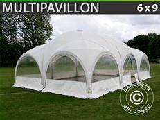 Kuppel-Festtelt Multipavillon 6x9m, Hvit