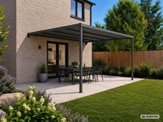 Cubierta para patio, pérgola mural Santa Ynez, 4x4m, Negro/Gris oscuro