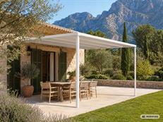 Cubierta para patio, pérgola mural Santa Ynez, 4x4m, Blanco/Beige