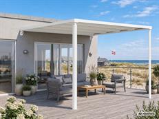 Cubierta para patio, pérgola mural Santa Ynez, 3x3m, Blanco/Beige