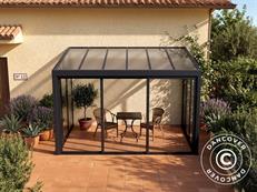 Jardin d'hiver San Pablo Alu+ avec fenêtres + portes coulissantes, 4x3m, Noir