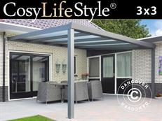 Terrassenüberdachung Expert aus Polycarbonat, 3x3m, Anthrazit