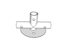 Barre au sol triple fixation, Ø42mm , 250x80mm